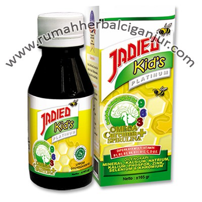 Madu Jadied Kids Platinum  Madu Anak plus Propolis, Spirulina dan Omega meningkatkan kecerdasan otak