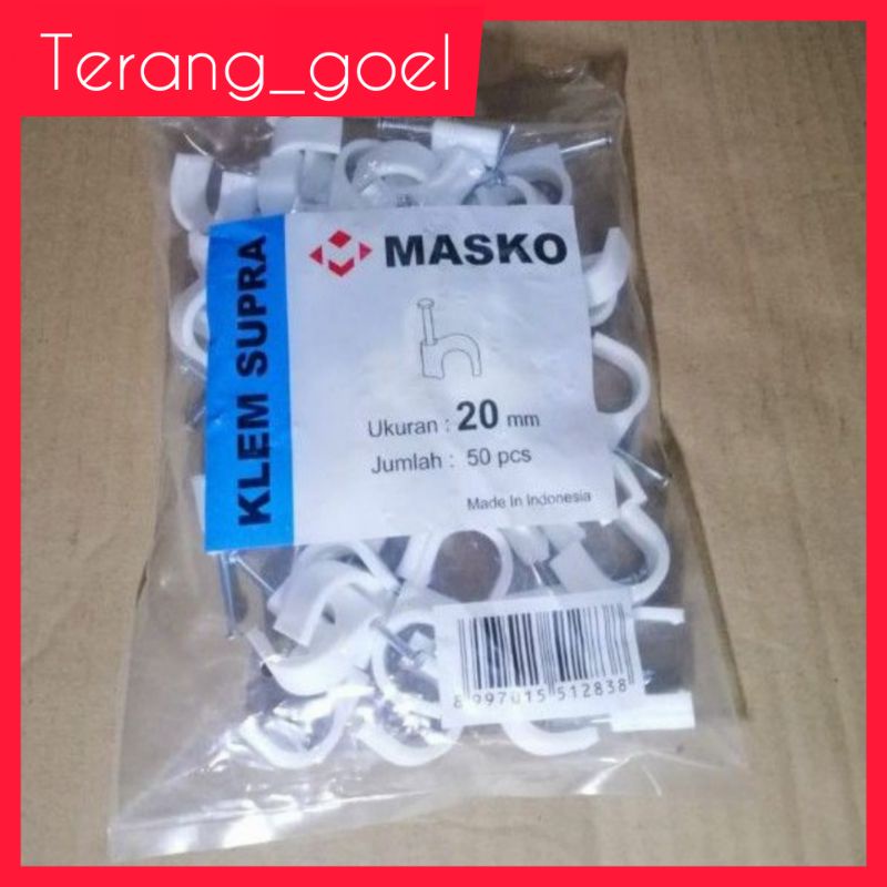 Masko Klem Kabel 20 mm Supra Paku Beton Asli / Masko Klem Pipa Conduit 20 mm Supra