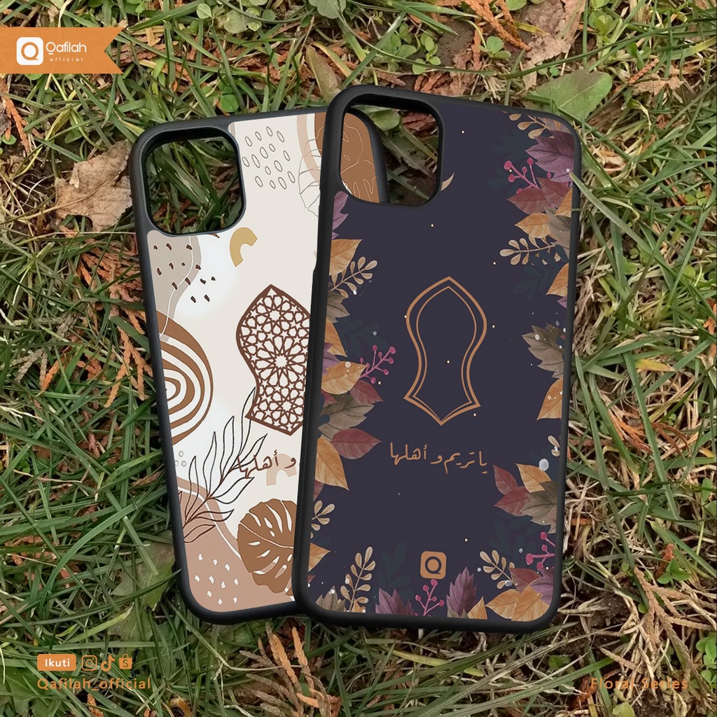 Custom Case Terompah Anticrack/Hardcase/Tempared Glass/Blackmatte/TPU - Floral Series 01