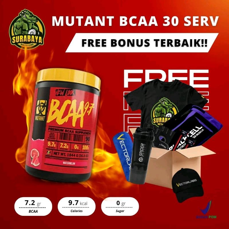 MUTANT BCAA 30 SERVING BPOM SUPLEMEN FITNESS BCAAS GYM