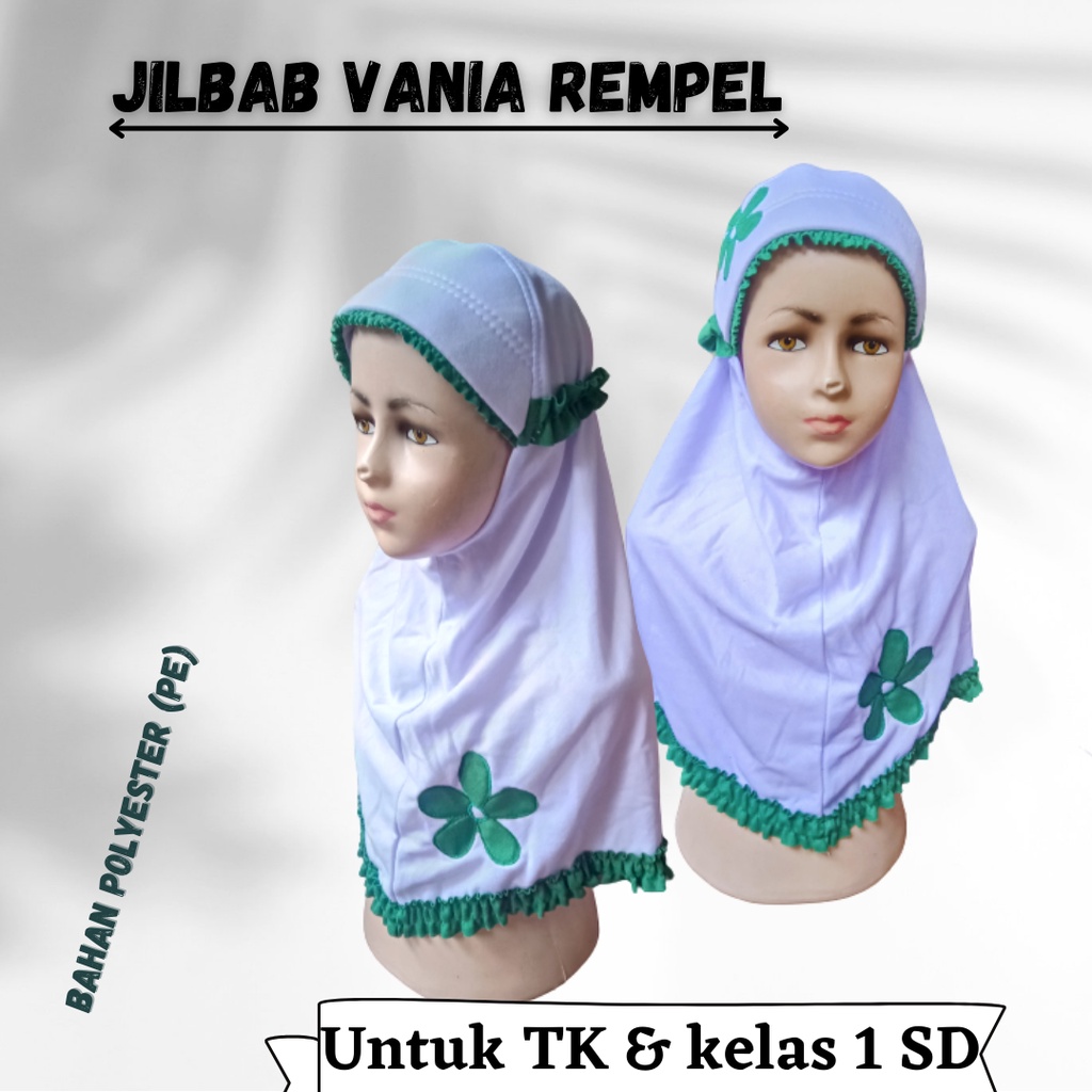 jilbab kerudung hijab anak sekolah Tk SD kelas 1 bagus murah bahan lembut vania rempel