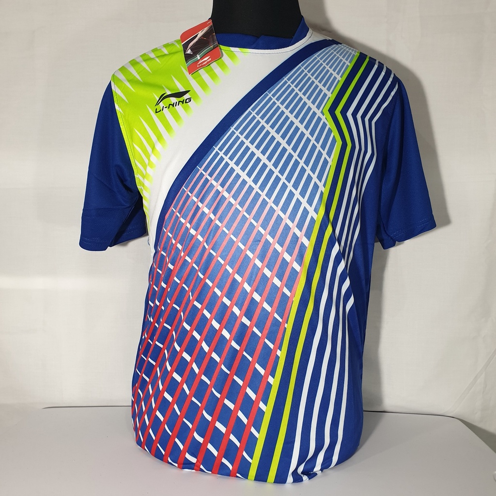 Li Ning Baju Badminton Blue List hijau neon