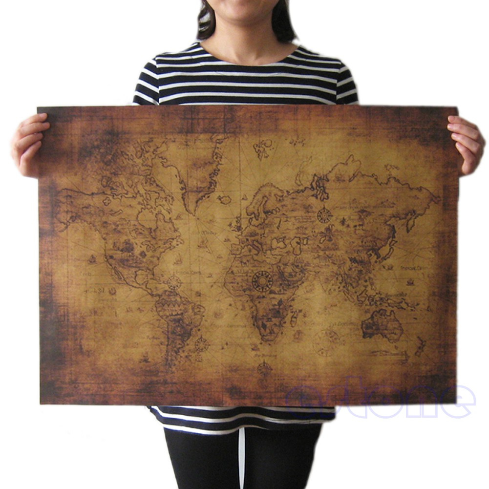 CRE  Large Vintage Style Retro Paper Poster Globe Old World Map Gifts 71x51cm