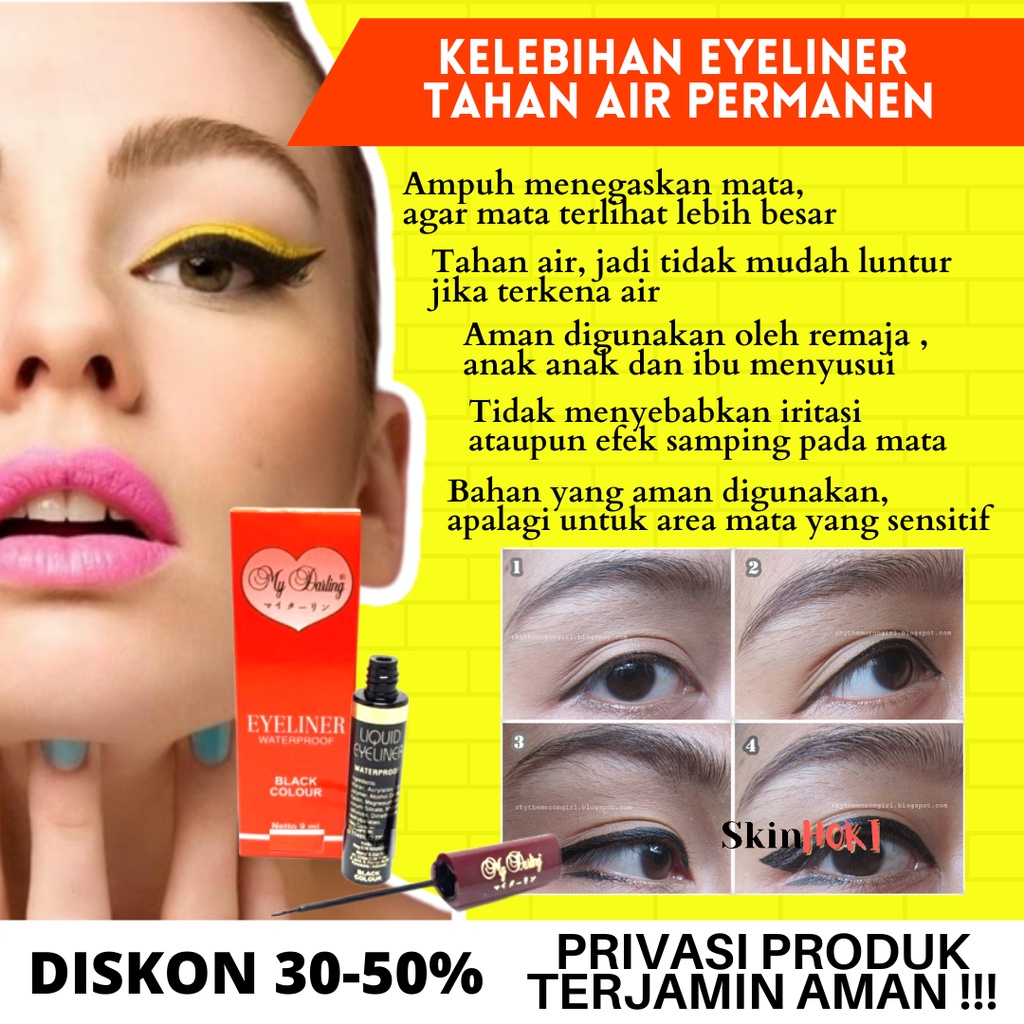 EYELINER WATERPROOF TAHAN LAMA ANTI LUNTUR MAKEUP EYELINER MY DARLING BLACK ORIGINAL BPOM