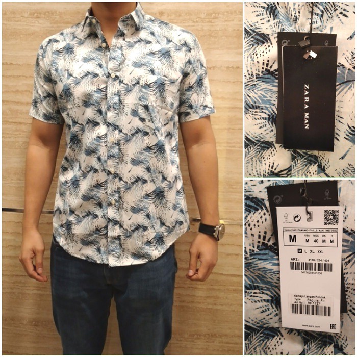 KEMEJA PRIA ZARA TANGAN PENDEK REGULAR FIT