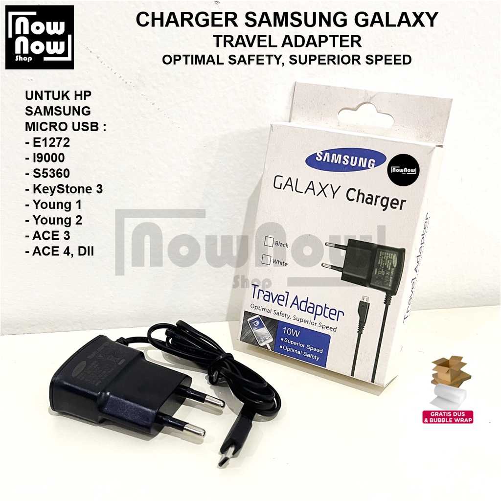 Charger Samsung Galaxy E1272 I9000 S5360 Keystone 3 SM-B109E Young 1 2 ACE 3 4 B310E B 310 Adaptive Travel Adaptor Charger Compatible All HP Android Micro USB Casan 700 mAh Original