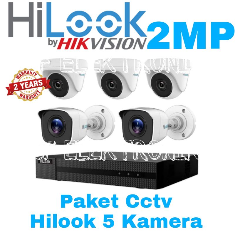 Paket cctv hilook 8 channel 5 kamera hilook 2mp 1080P