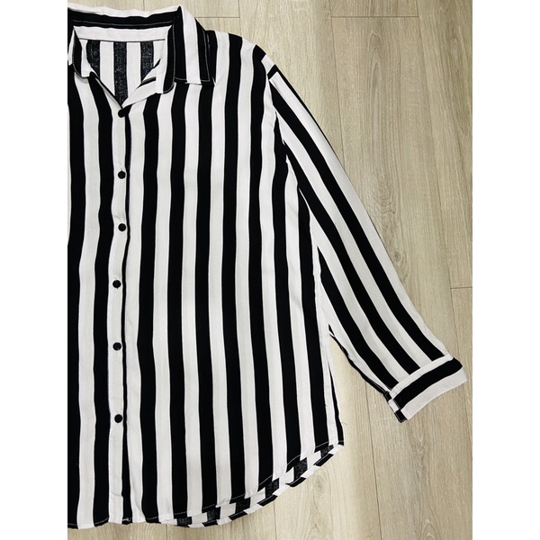 kemeja oversize stripe / kemeja jumbo LD 120