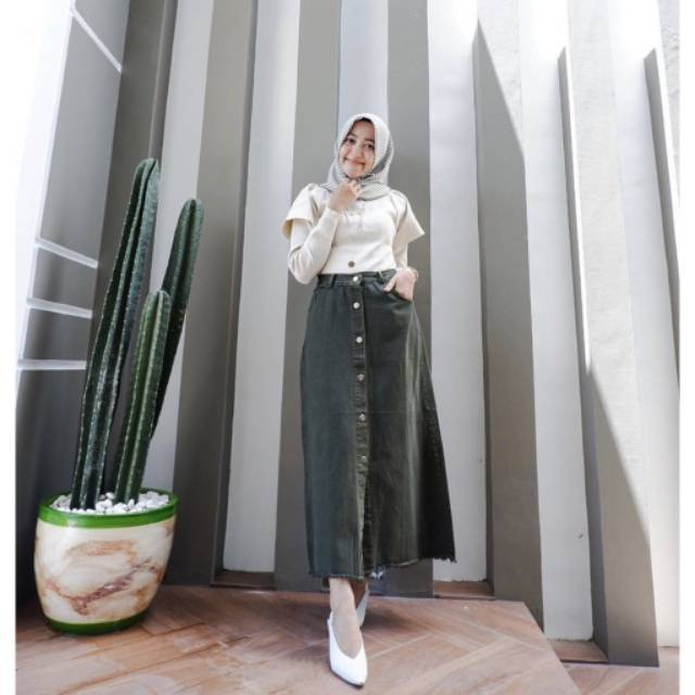 JEANSY ROK JEANS  KANCING WARNA | BUTTON SKIRT JEANS