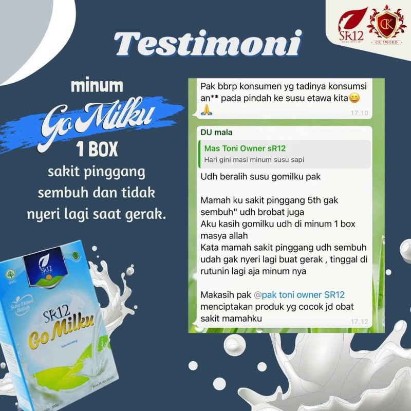 GOMILKU SR12 [GRATIS POUCH] SUSU KAMBING ETAWA KUALITAS PREMIUM GOAT MILK SUSU BUBUK TANPA GULA BPOM