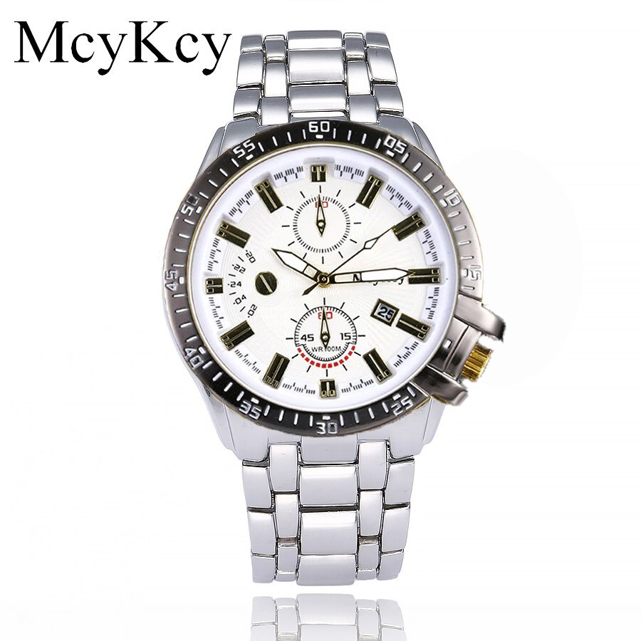 Jam Tangan Pria Wanita McyKcy Wrist Men Watch Jam Tangan Fashion Pria Wanita Stainless Strap | Silve