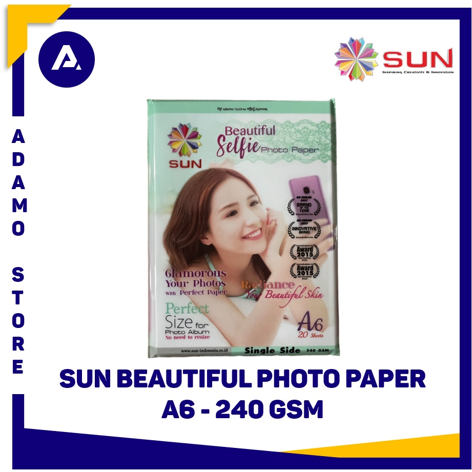 Kertas Foto A6 Sun Beautiful Selfie Photo Paper A6 240gsm 20 Sheets