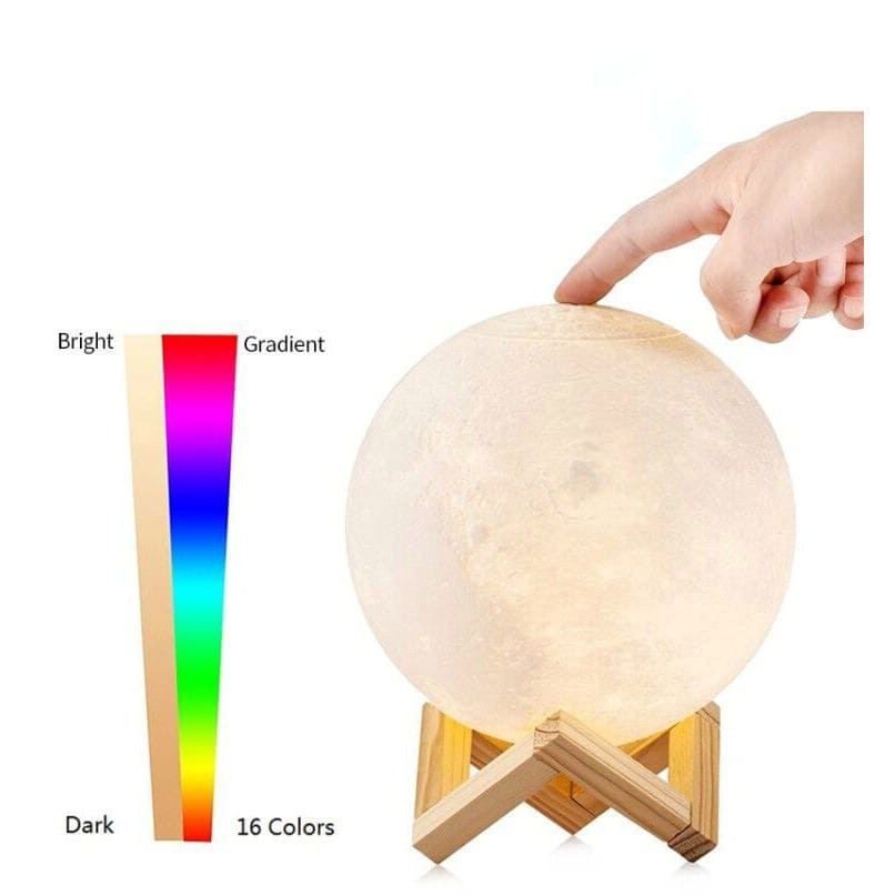 Lampu Tidur 3D Bulan Warna Dekorasi Hiasan Rumah / Lampu Bola Moon light Pajangan Rumah Dan cafe