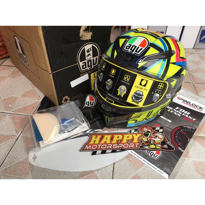 HELM FULLFACE AGV PISTA GPR SOLELUNA SIZE L ASIANFIT + PINLOCK&TEAROFF