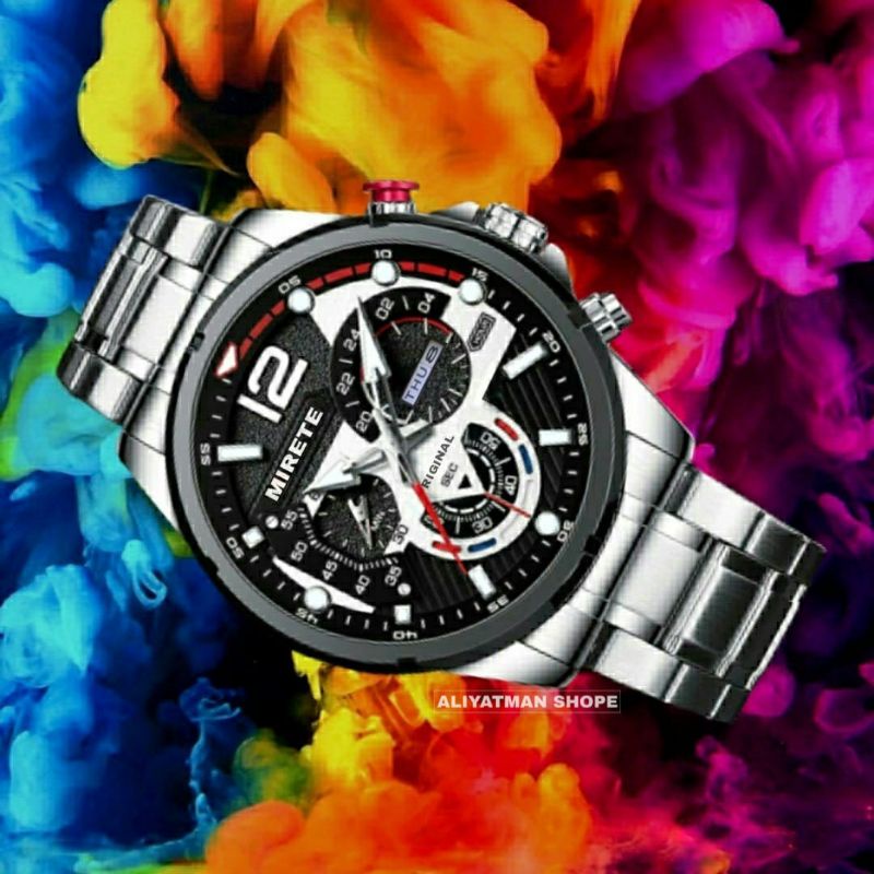 Jam Mirete New Tanggal Hari || Stainles Stell Jam Tangan Pria Mirete Original Import Cod, Jam Tangan Cowok Anti Air, Jam Tangan Pria/Cowok Rantai Baja Terlaris Anti Air / Kasual Olahraga militer C. U. R. E. N / JAM TANGAN PRIA MIRETE TAHAN AIR