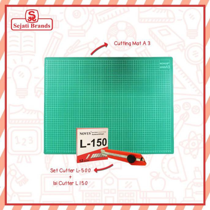 

✨BISA COD✨ Paket Cutting Mat A3 dan Cutter /Paket Alas Potong dan Pemotong Kertas