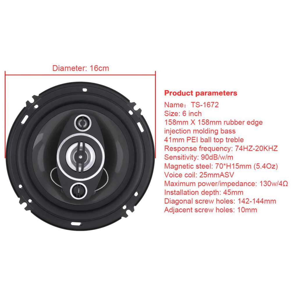 PCINENER Speaker Subwoofer Mobil 6 Inch Hi Fi 500W 2PCS - TS-1672