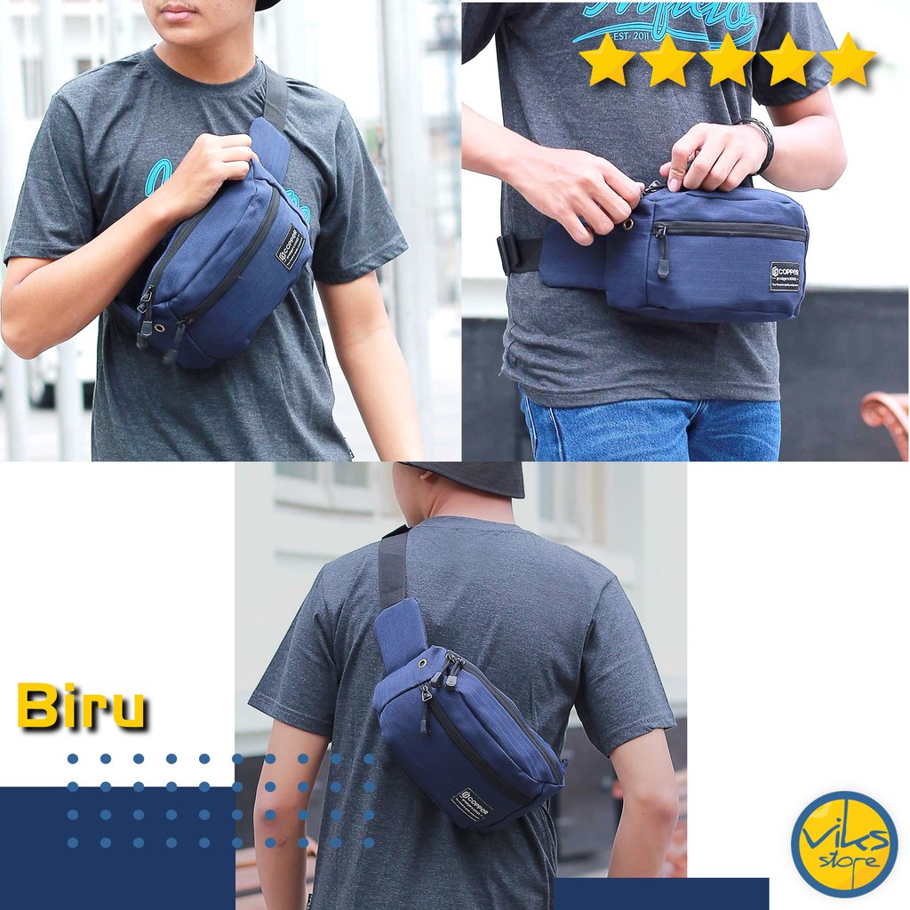 Tas Selempang Pria Cowok Cewek Waist Bag Tas Pinggang Simple Casual Multifungsi Ukuran Sedang Distro Lokal