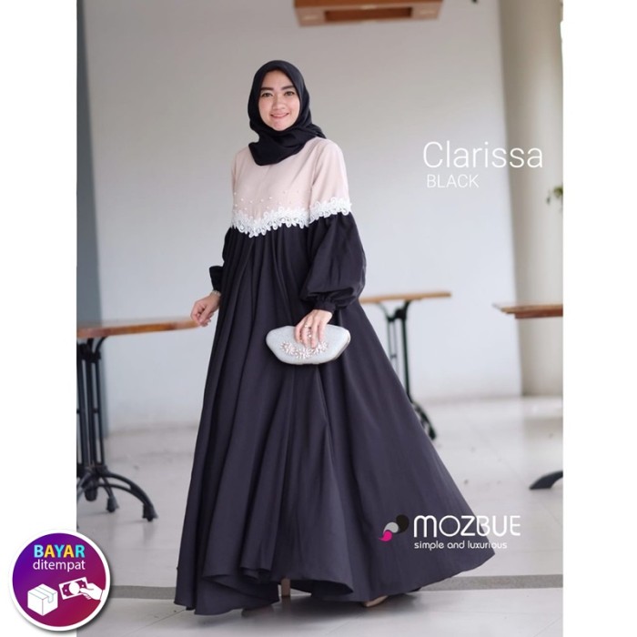 Fashion Baju Muslim Wanita Clarissa maxy dress terbaru - Hitam