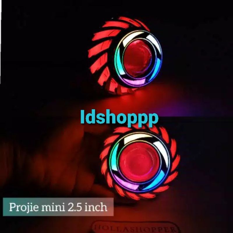 Lampu LED projie kipas rainbow mini 2.5 inc motor mobil proji spiral kipas AE DE