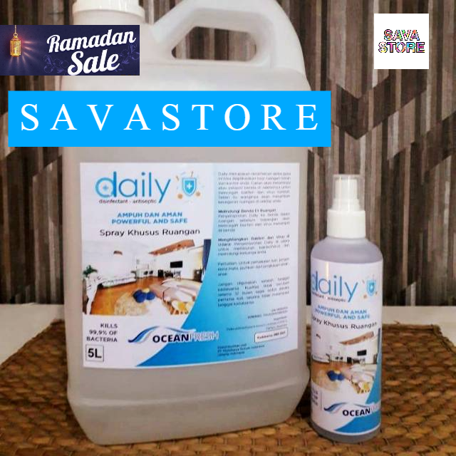 DAILY DESINFEKTAN CAIR ANTISEPTIC SPRAY 250ML + 5 LITER 5L KHUSUS RUANGAN