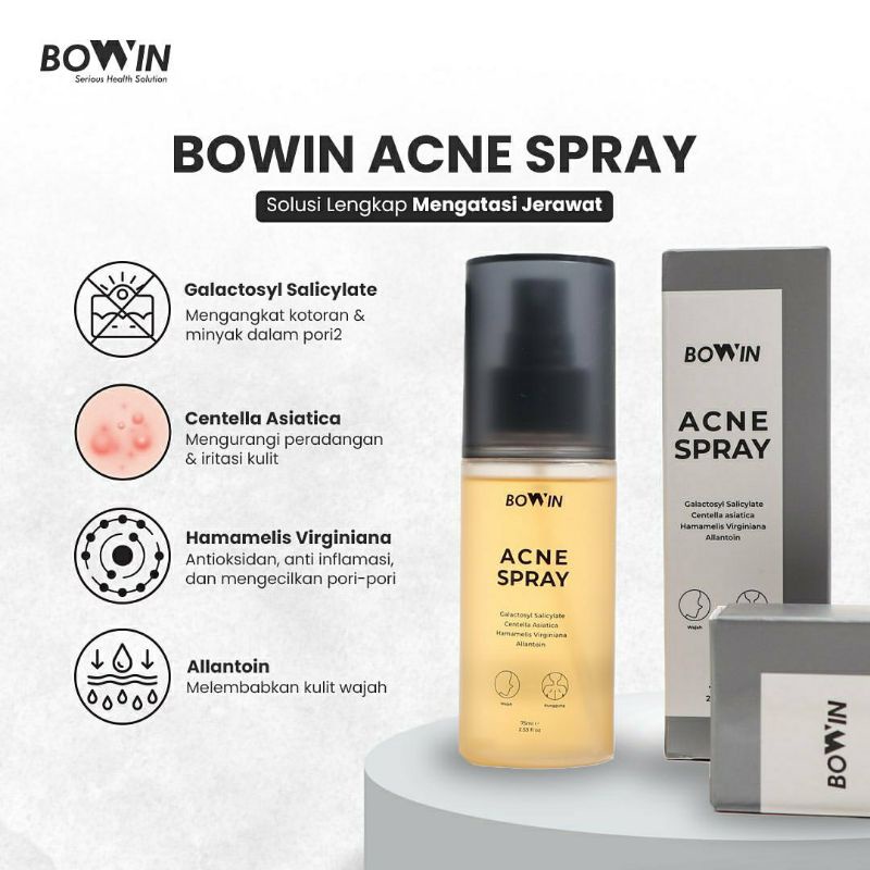 BOWIN Acne Spray ~ Obat Jerawat untuk Maskne, Back &amp; Chest Acne 75ml