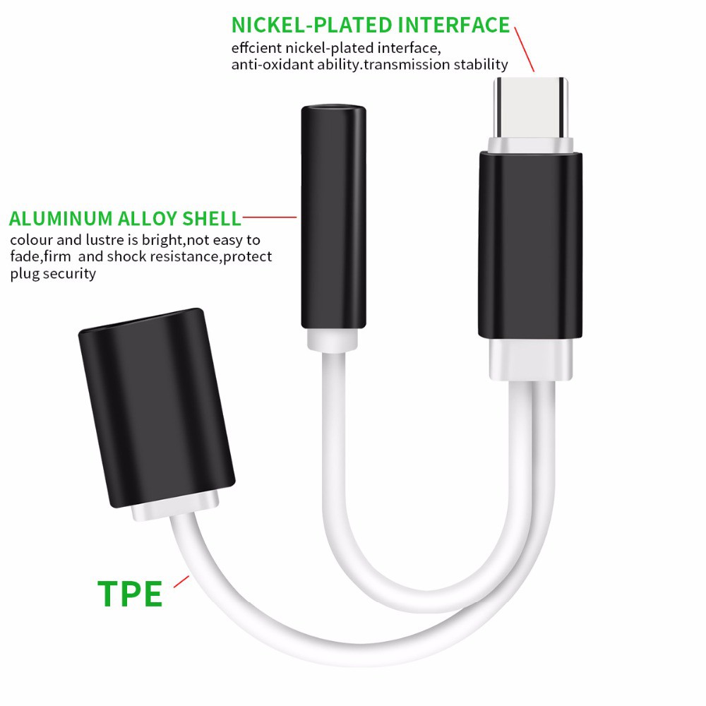 TYPE C TO AUDIO lubang Aux 3.5 mm dan Power Port USB type C ADAPTER 2 in 1 KABEL