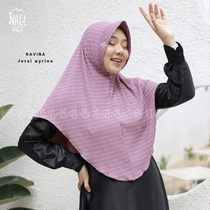 (Ori Nael) SAVINA/AULIA •kerudung instan jersey ayrine•bergo pad plisket