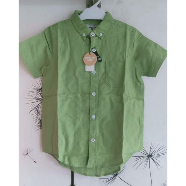 kemeja hijau anak laki / kemeja green matcha dj kids