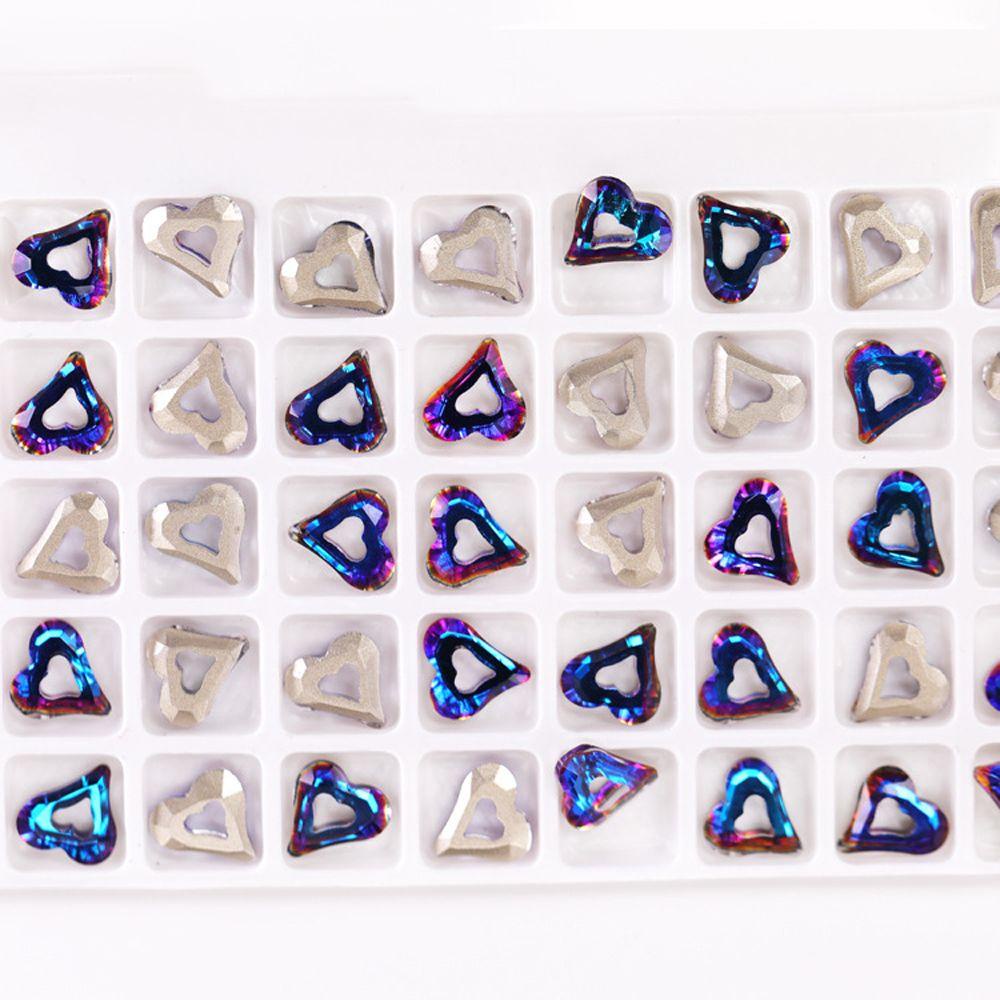 AUGUSTINA Agustinina Heart Ring Nail Charms Love Heart Colorful 20Pcs Wanita Permata Menunjuk Bawah K9 Kaca Kristal 3D Nail Art Dekorasi