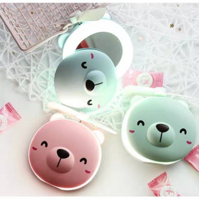 JGD- Kipas Angin Portable Lampu LED + Cermin Karakter Animal