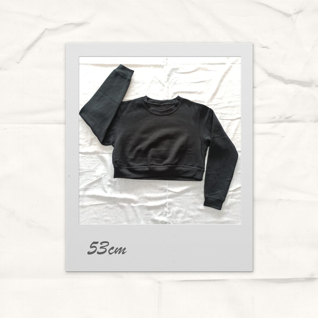 Jaket Sweater Hitam Crop Cropped Crewneck ONLY Jaket Unik Aneh Custom
