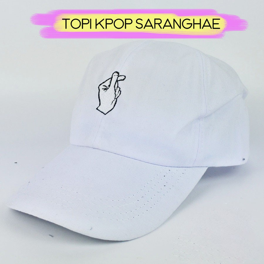 Topi Baseball Caps Bordir KPOP Hand Finger Korean Love Symbol Saranghae bahan twill