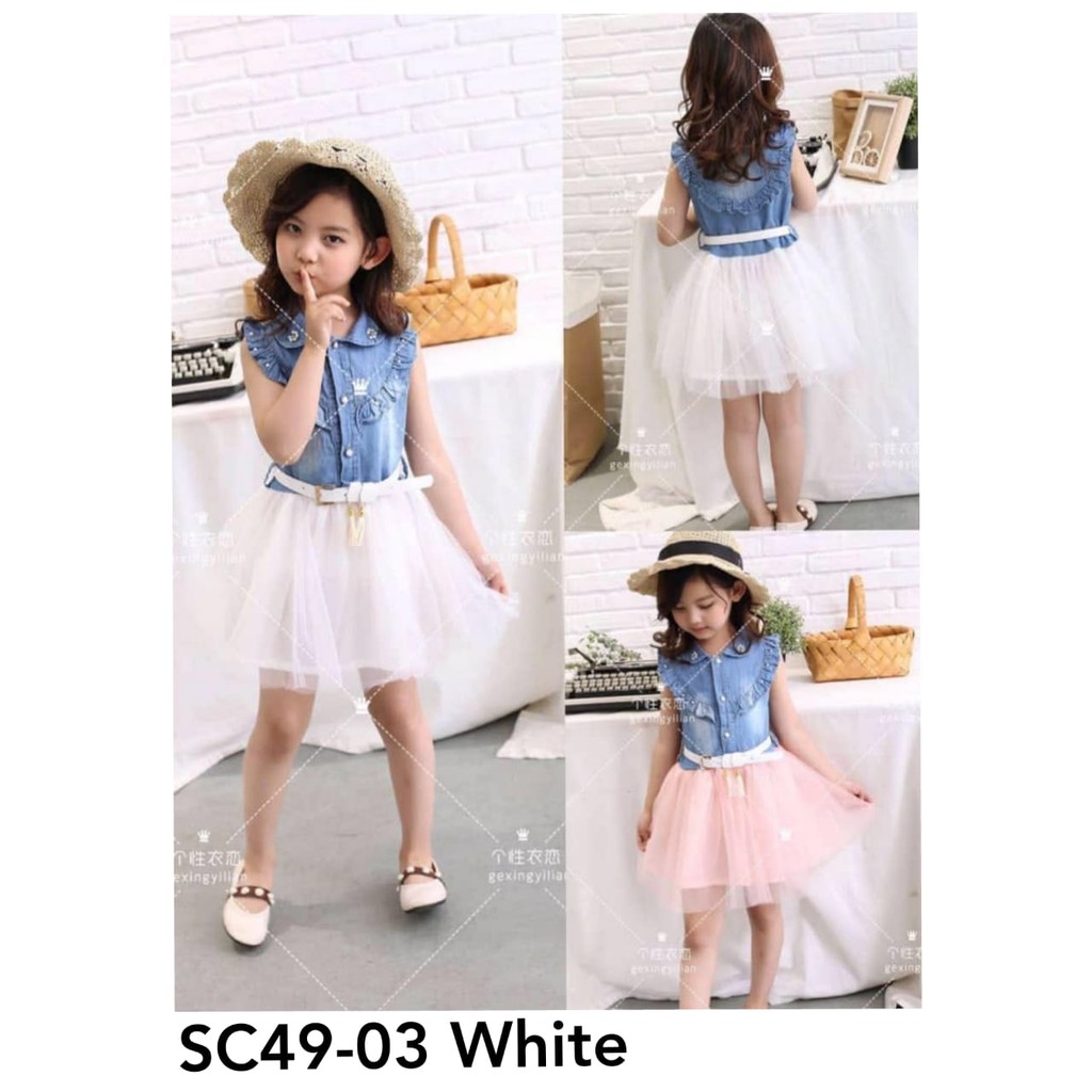 DRESS FASHION ANAK DENIM MIX TUTU DRESS SC4903