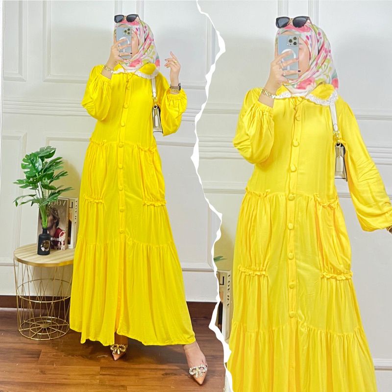 Dress Termurah/ Dress polos vintage/ Dress Wanita Hijab/ Dress Denada Polos