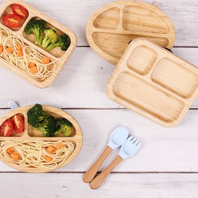 Bamboo Suction Plate / Silicone Plate / Piring Makan Anak Anti Tumpah