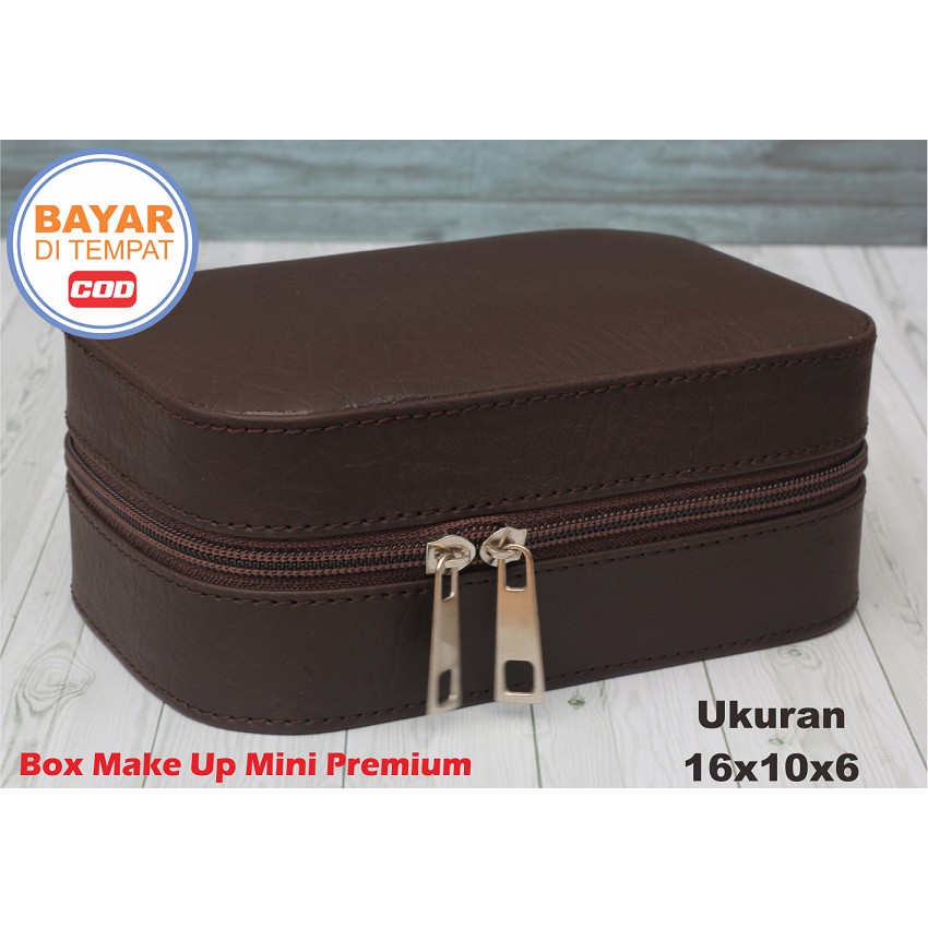 Box Make Up / Kotak Make Up Beauty Case / Tempat Make Up Mini Premium - Uk 16x10x6 Cm - Coklat