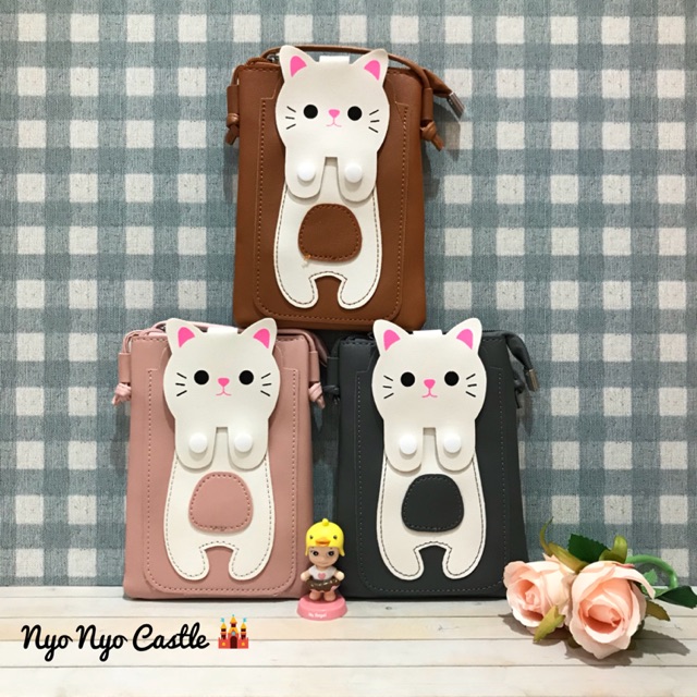 Tas Slempang Kulit Sintetis Anak Cutie Cat / Kucing