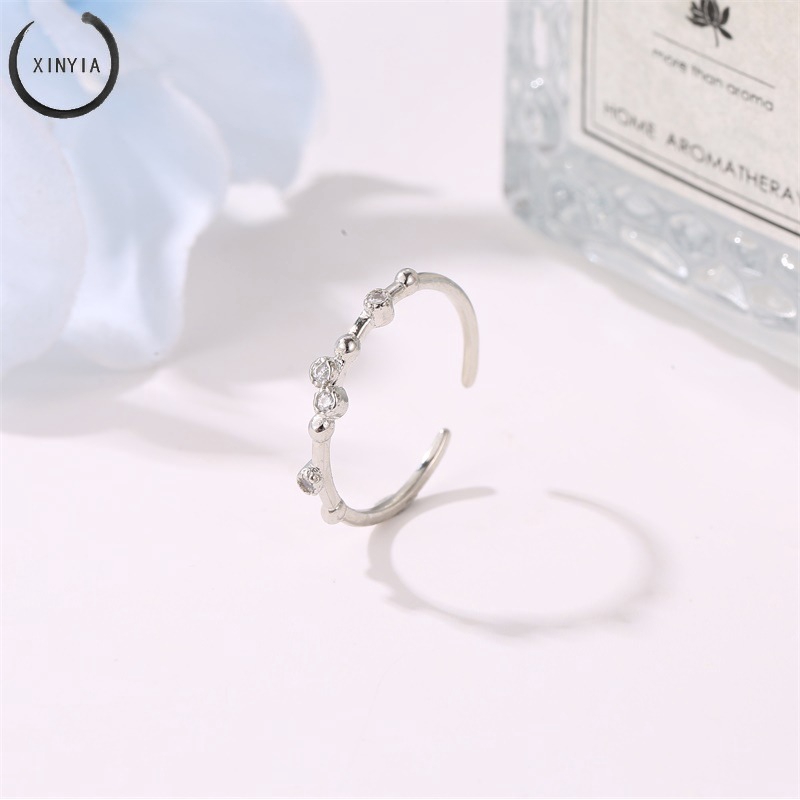 Korea Cincin Open Ring Adjustable Berlian Cincin Perhiasan Wanita Cincin Wanita Mini