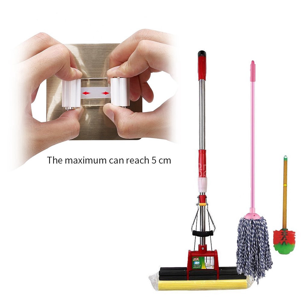 Broom Mop Holder, Self Adhesive No Drilling Anti-Slip Broom Gripper Home Wall Mounted Storage Rack