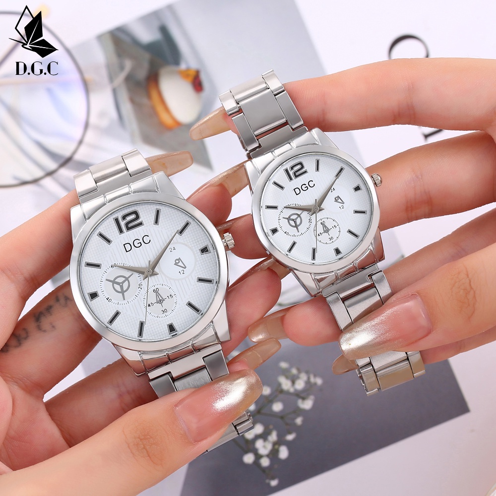 Tongtonges ✅COD Grosir Couple Pria Jam Tangan Wanita Fashion Analog Quartz Strap Rantai Watch Import C92