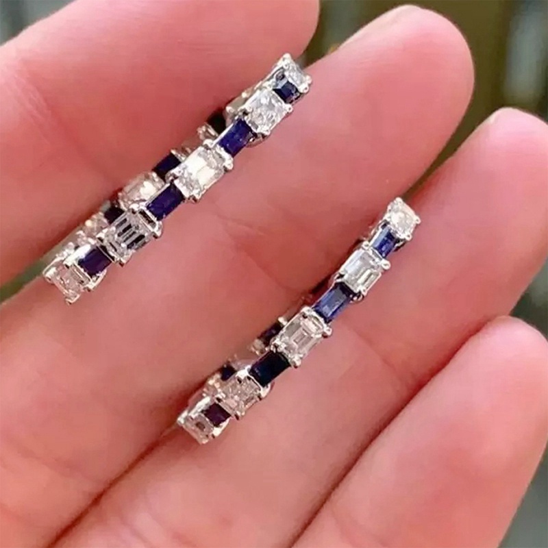 Anting Hoop Kristal Cubic Zirconia Bentuk Lingkaran Untuk Wanita