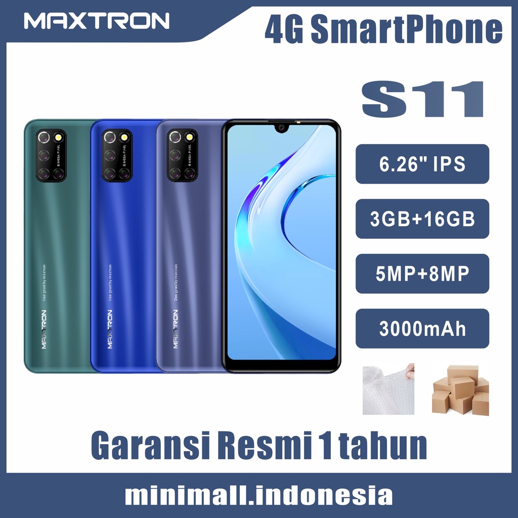SmartPhone Android 4G HP Maxtron S11 6.26‘’ RAM 3GB/16GB Garansi Resmi 1 Tahun