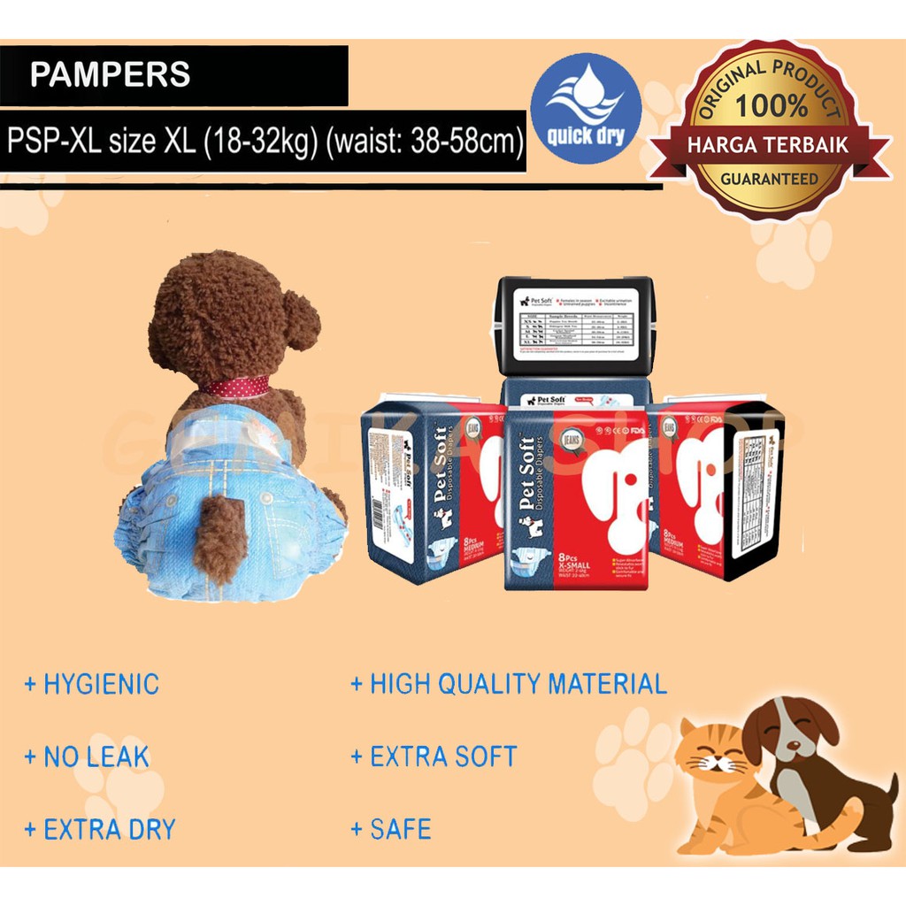 POPOK ANJING PET SOFT DISPOSABLE DIAPERS SIZE XL