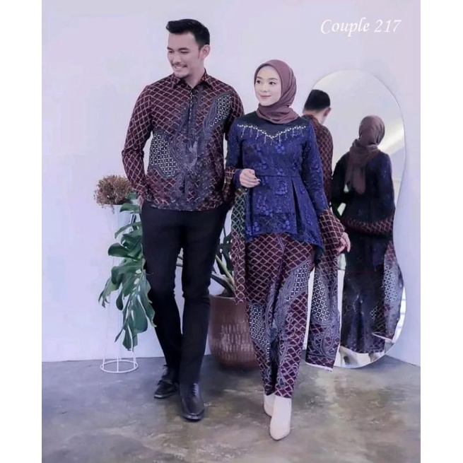 COUPLE KEBAYA BROKLAT TILE SARIMBTI KEBAYA BATIK HEM ATASAN TUNIK BRUKLAT SERAGAM KONDANGAN