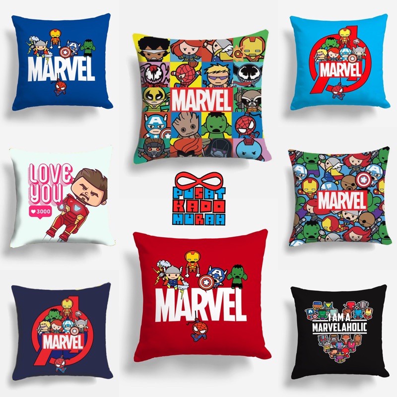 Bantal Sofa Marvel Avangers Ironman Hulk Wolvrine Thor Captain America Spiderman 40x40 cm