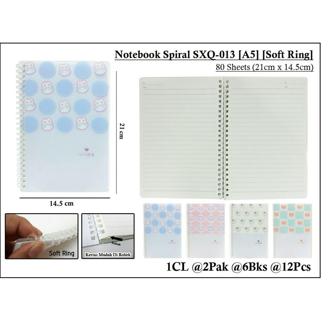 

buku soft ring ukuran B5 wengu isi 80 lembar karakter / polos anti sakit tangan