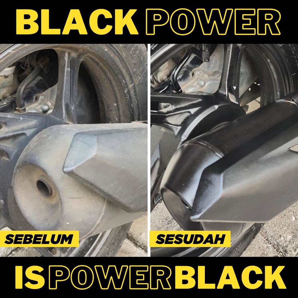 Black Power Penghitam Permanen Body Motor dan Mobil | Penghitam Dasboard Body Kasar Perfect Black | Trim Restorer Semir Hitam Body Motor | Pengkilap Bodi Plastik Import