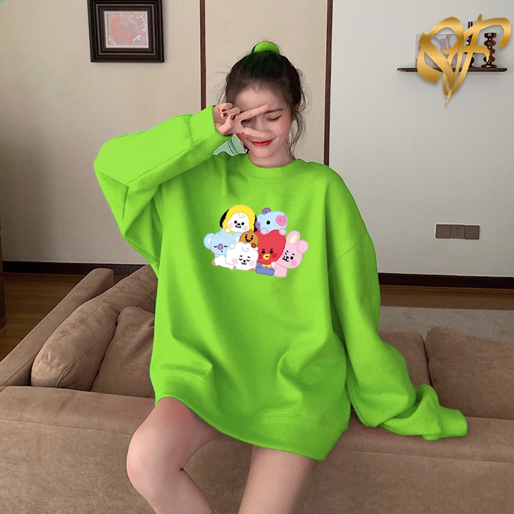 Sweater BT21 Family BTS Aesthetic Pria &amp; Wanita | Sweater Korea Style Fleece Cotton | Dhea Fashion