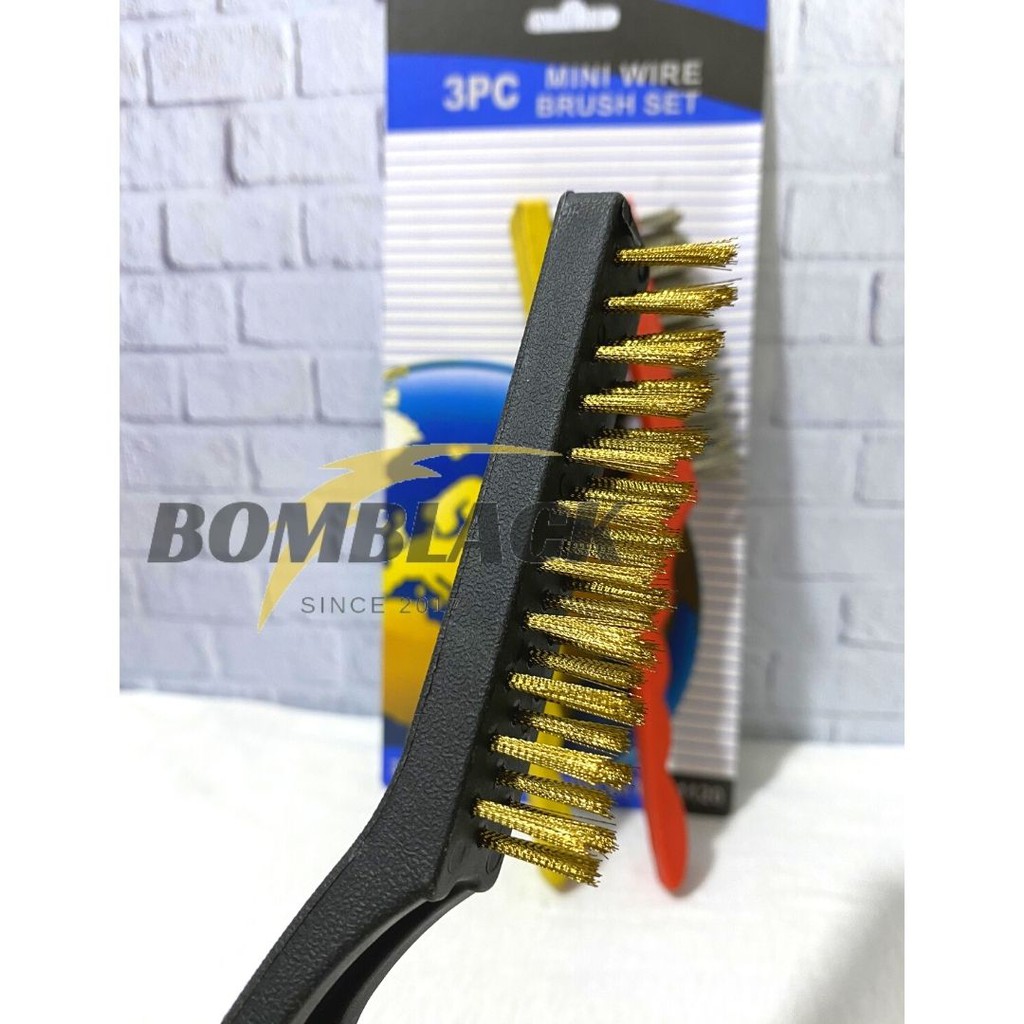 Sikat Kawat 3 pcs Besar Jumbo Besi Karat Stainless Kuat Wire Brush Baja Kuningan Nylon